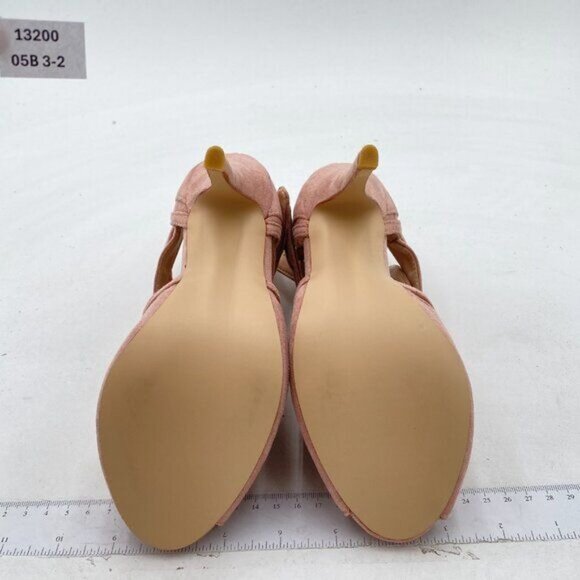 XYD Pink Suede Peep Toe Ankle Boot High Heels Buckled Double Straps Cutout Shoes - Picture 7 of 8